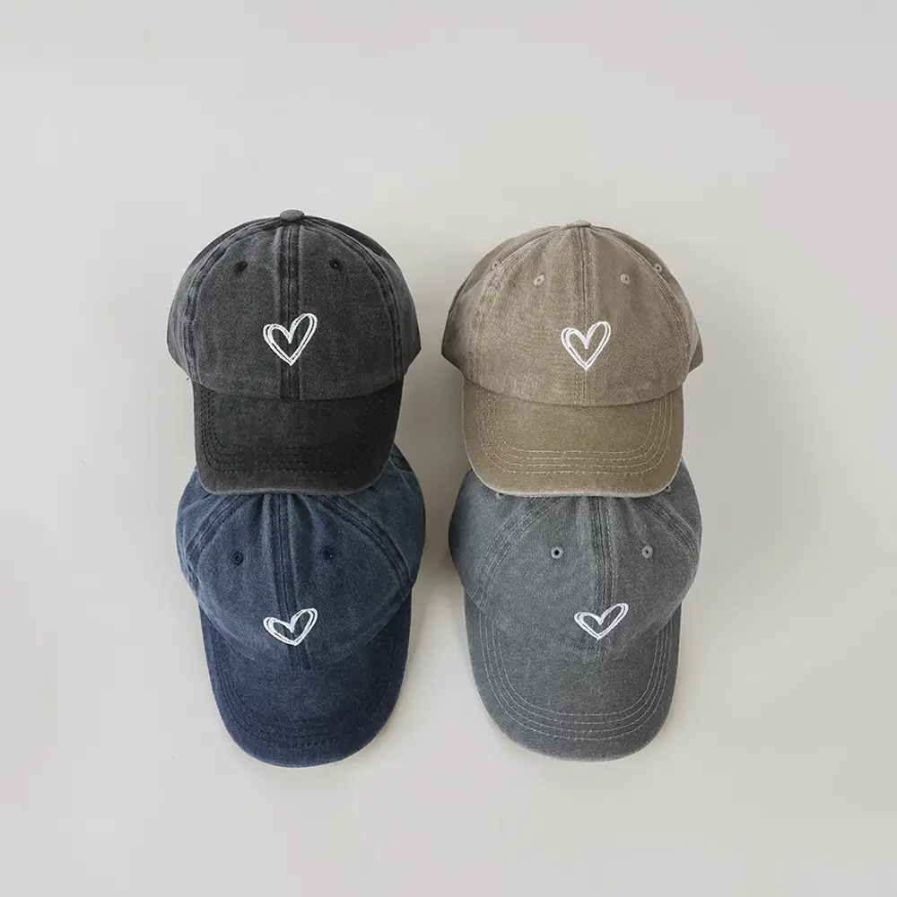 Gray Heart Embroidered Baseball Cap for Kids - Image 6
