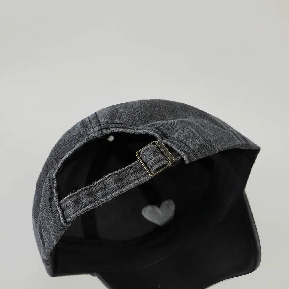 Gray Heart Embroidered Baseball Cap for Kids - Image 9