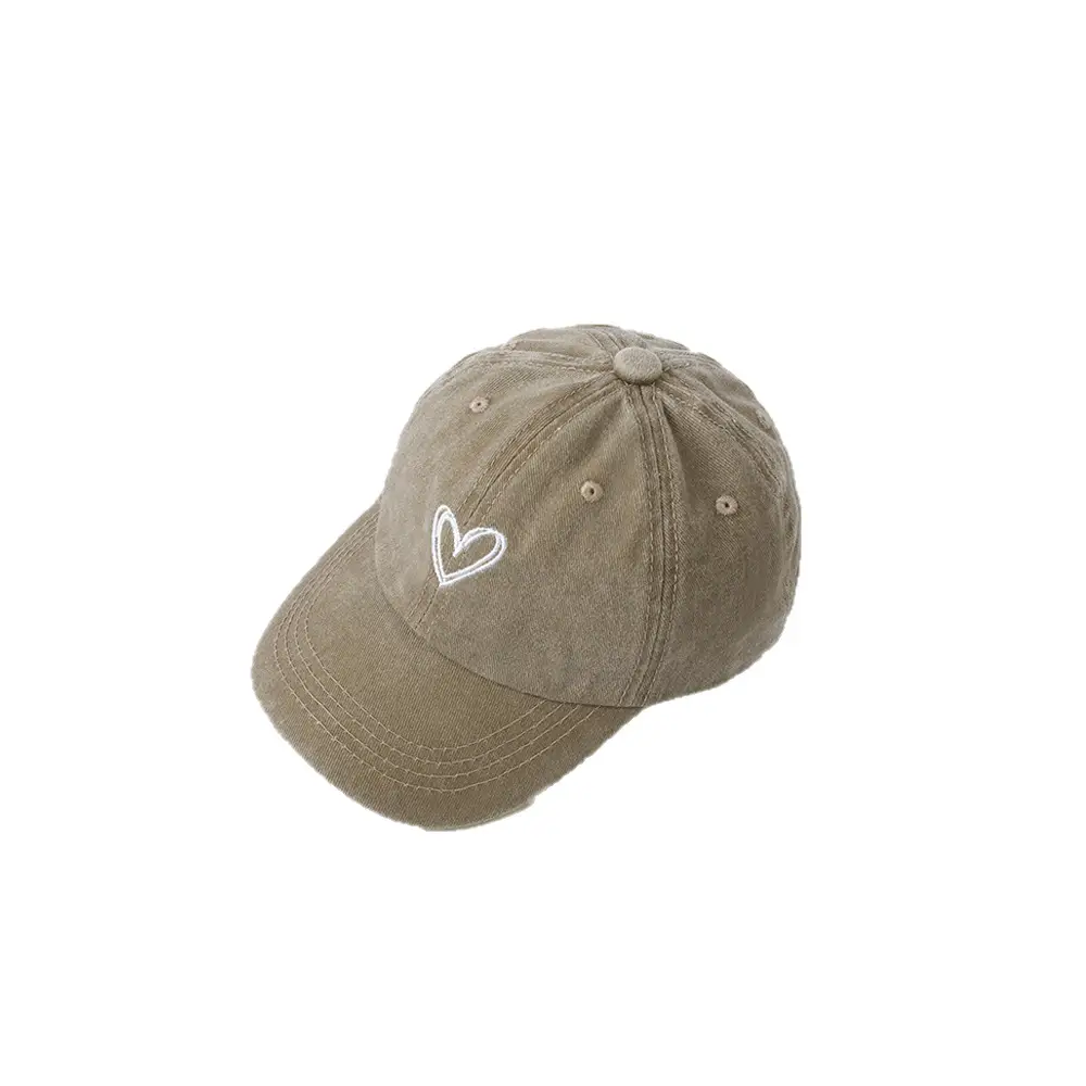 Gray Heart Embroidered Baseball Cap for Kids - Image 10