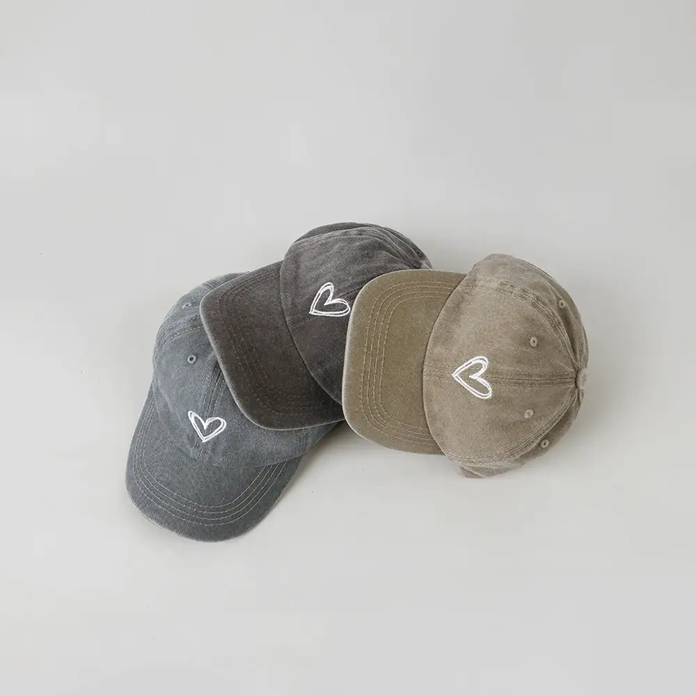 Gray Heart Embroidered Baseball Cap for Kids — feature 2
