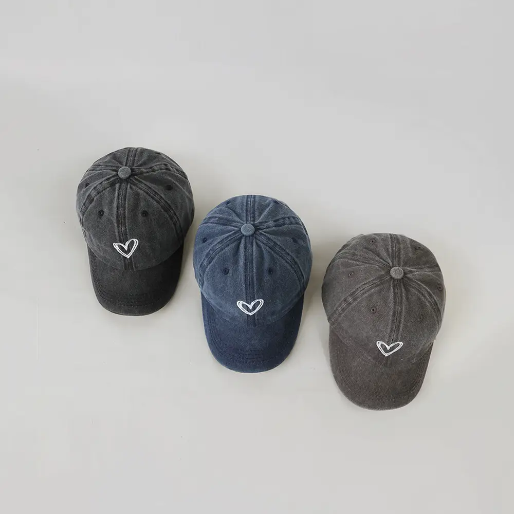 Gray Heart Embroidered Baseball Cap for Kids — feature 3