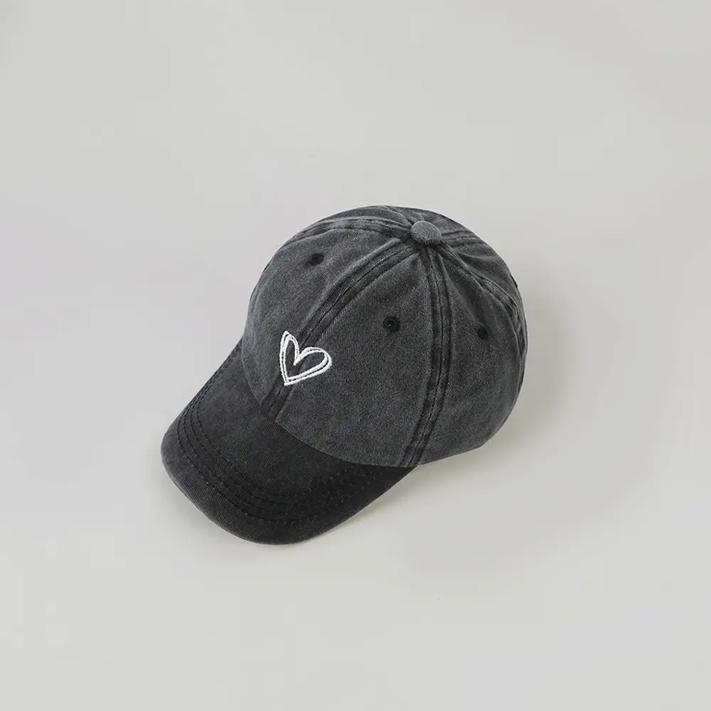 Gray Heart Embroidered Baseball Cap for Kids — feature 4