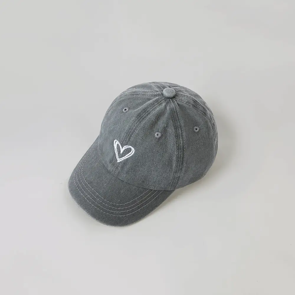 Gray Heart Embroidered Baseball Cap for Kids — feature 8