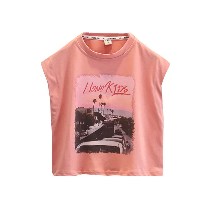 Pink Kids T-Shirt with "I Love Kids" Print, Cotton, Sleeveless, 2025 - Image 6