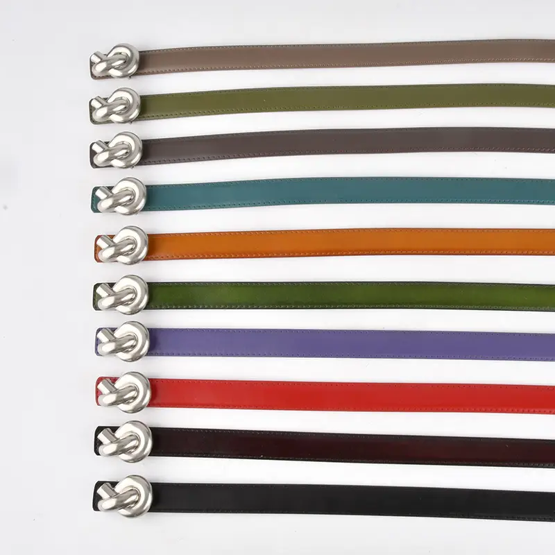 Black Genuine Leather Thin Belt for Women - Image 23