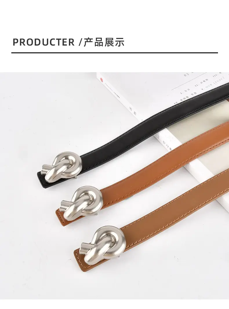 Black Genuine Leather Thin Belt for Women — feature 10
