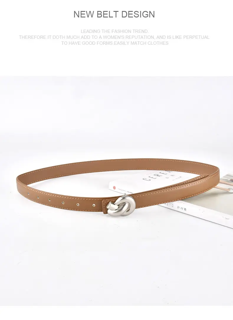Black Genuine Leather Thin Belt for Women — feature 14