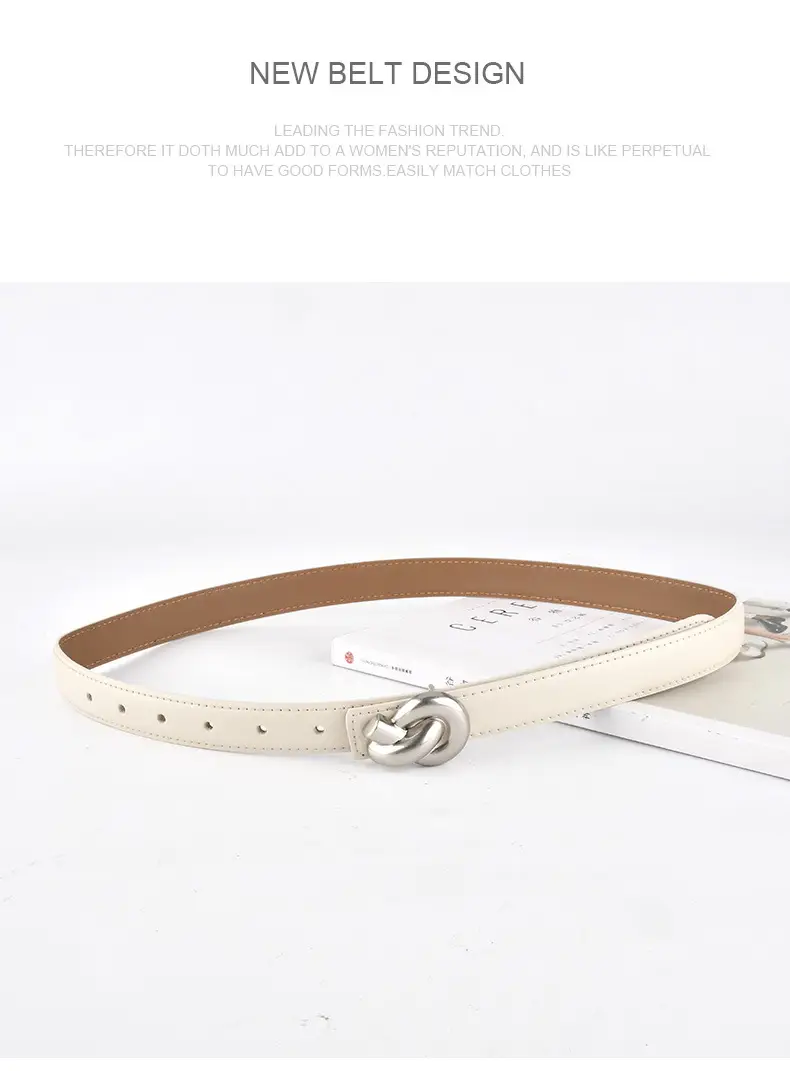 Black Genuine Leather Thin Belt for Women — feature 16