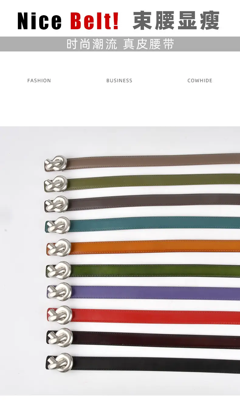Black Genuine Leather Thin Belt for Women — feature 3