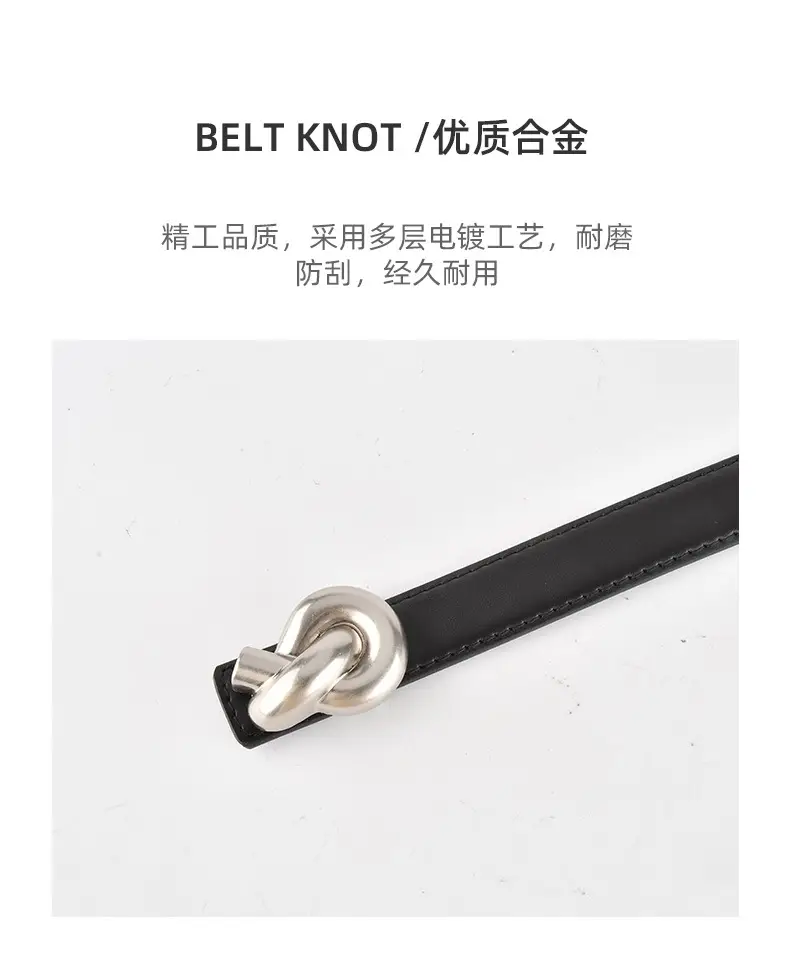 Black Genuine Leather Thin Belt for Women — feature 6