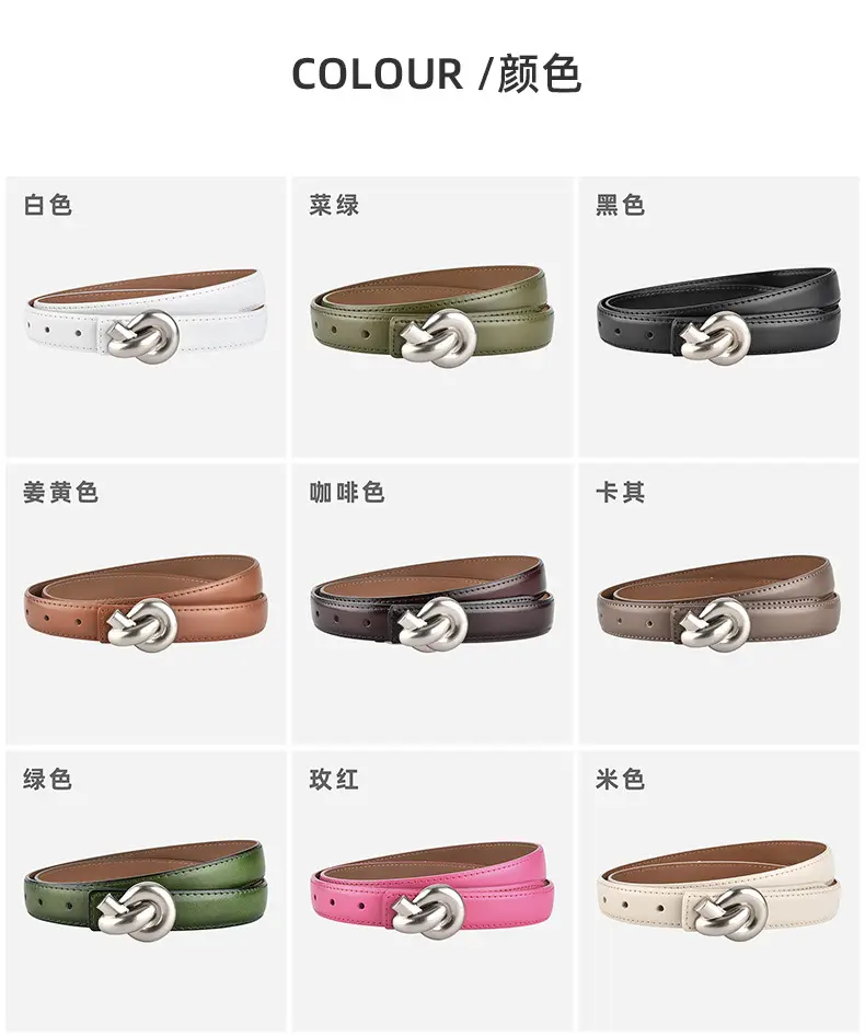 Black Genuine Leather Thin Belt for Women — feature 8
