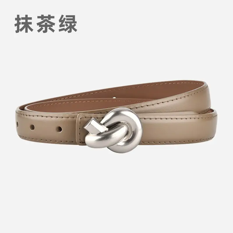 Black Genuine Leather Thin Belt for Women - Image 10