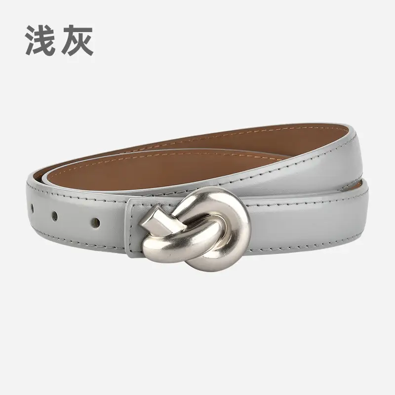 Black Genuine Leather Thin Belt for Women - Image 11