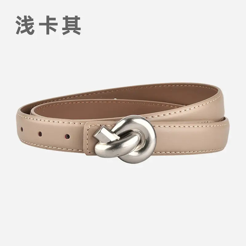 Black Genuine Leather Thin Belt for Women - Image 13