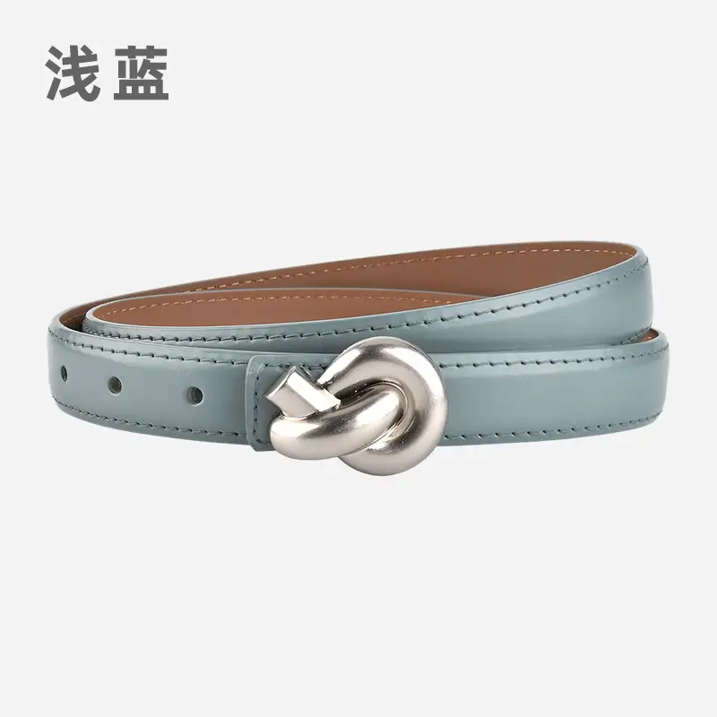Black Genuine Leather Thin Belt for Women - Image 14