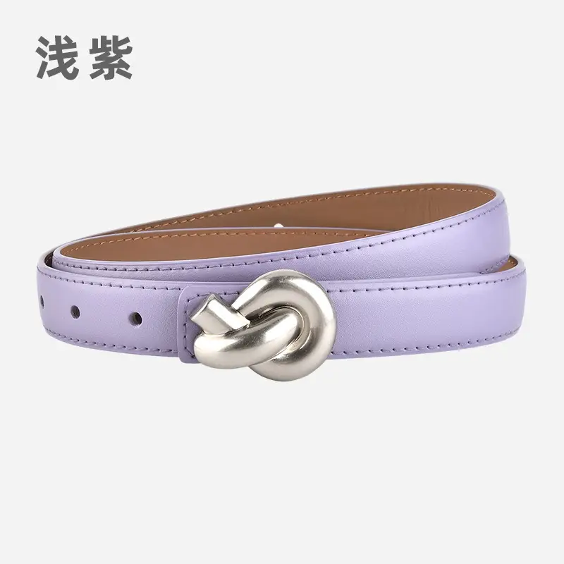 Black Genuine Leather Thin Belt for Women - Image 15