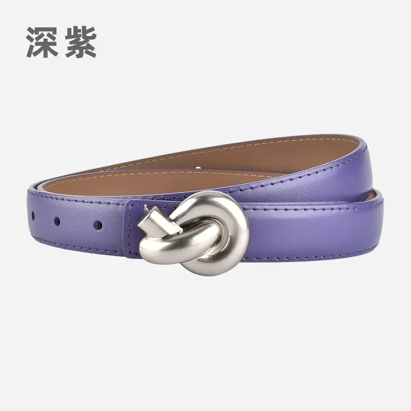 Black Genuine Leather Thin Belt for Women - Image 17