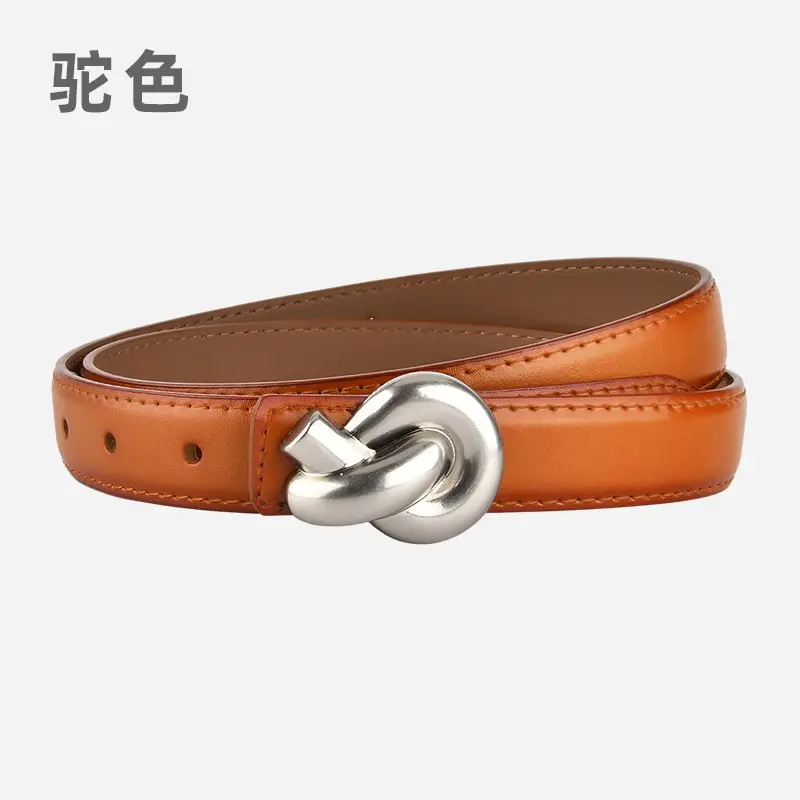 Black Genuine Leather Thin Belt for Women - Image 18