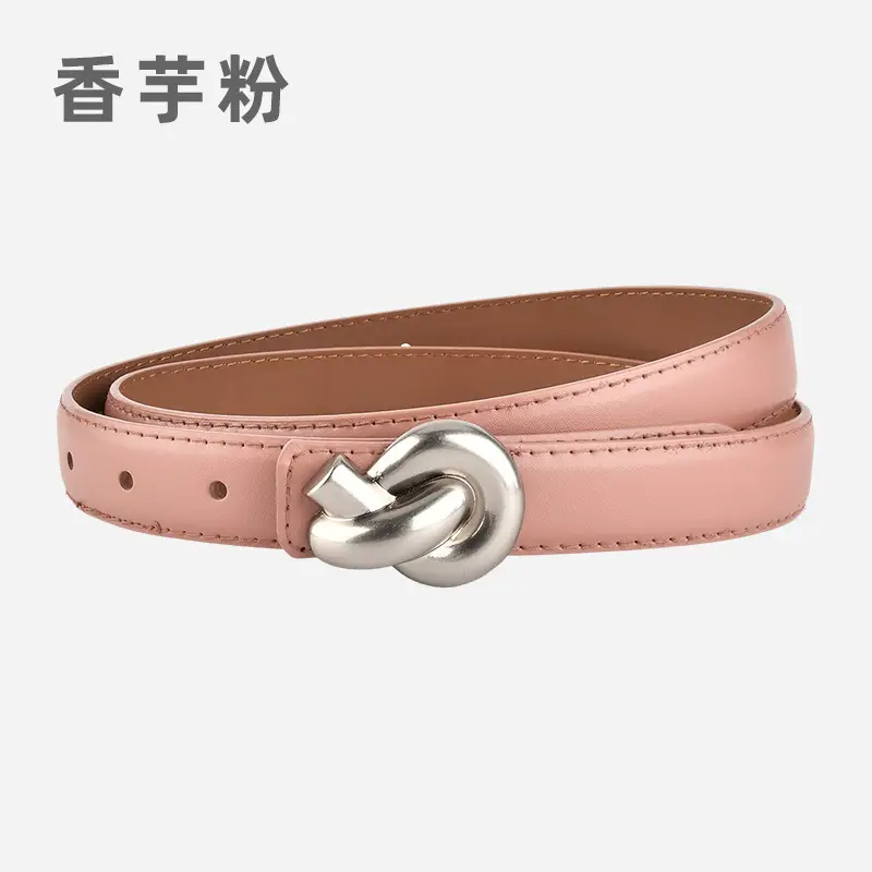 Black Genuine Leather Thin Belt for Women - Image 19