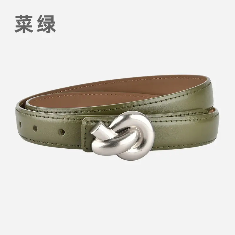Black Genuine Leather Thin Belt for Women - Image 2