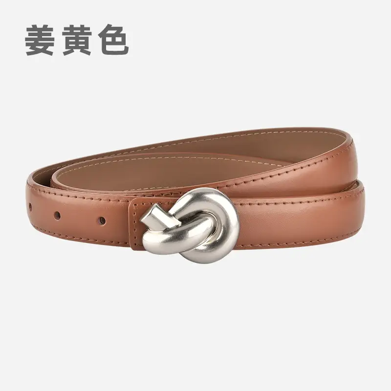 Black Genuine Leather Thin Belt for Women - Image 4