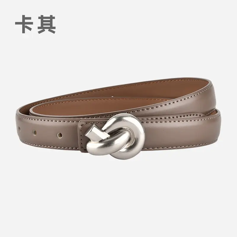 Black Genuine Leather Thin Belt for Women - Image 6