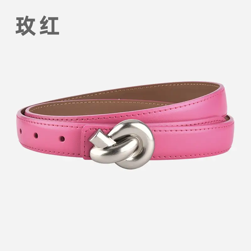 Black Genuine Leather Thin Belt for Women - Image 8