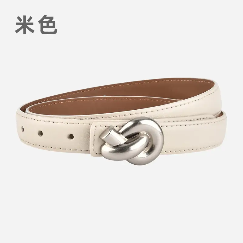 Black Genuine Leather Thin Belt for Women - Image 9
