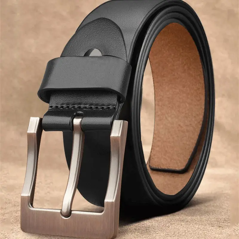 Vintage Leather Belt for Men with Pin Buckle - Image 5