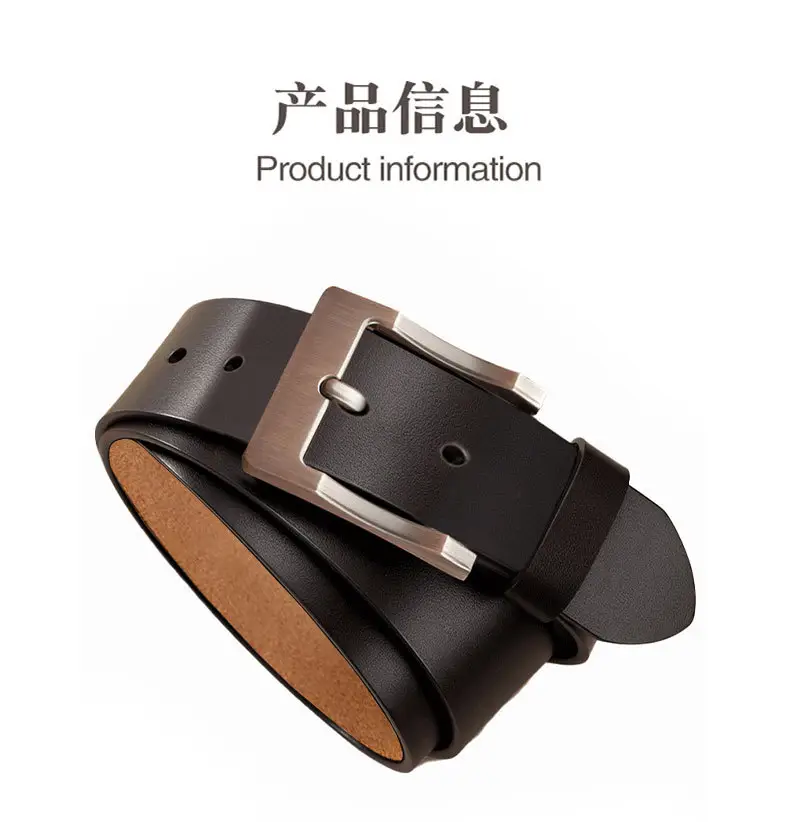 Vintage Leather Belt for Men with Pin Buckle — feature 10