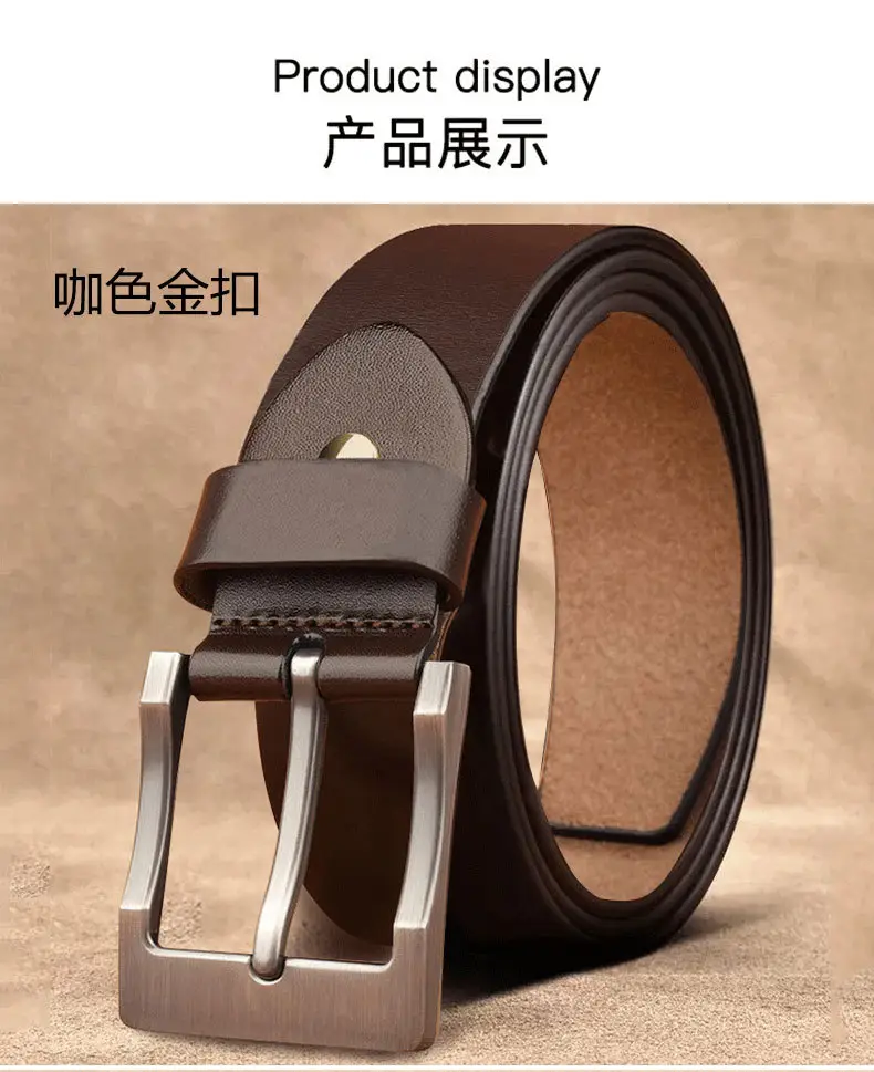 Vintage Leather Belt for Men with Pin Buckle — feature 12