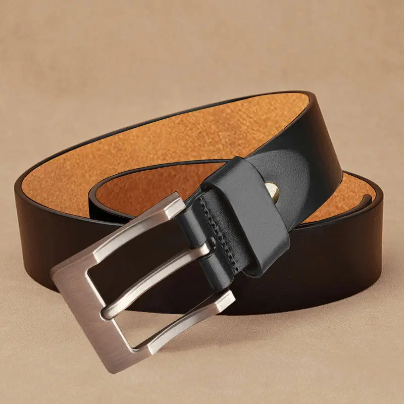 Vintage Leather Belt for Men with Pin Buckle — feature 16