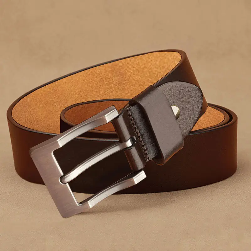 Vintage Leather Belt for Men with Pin Buckle — feature 17