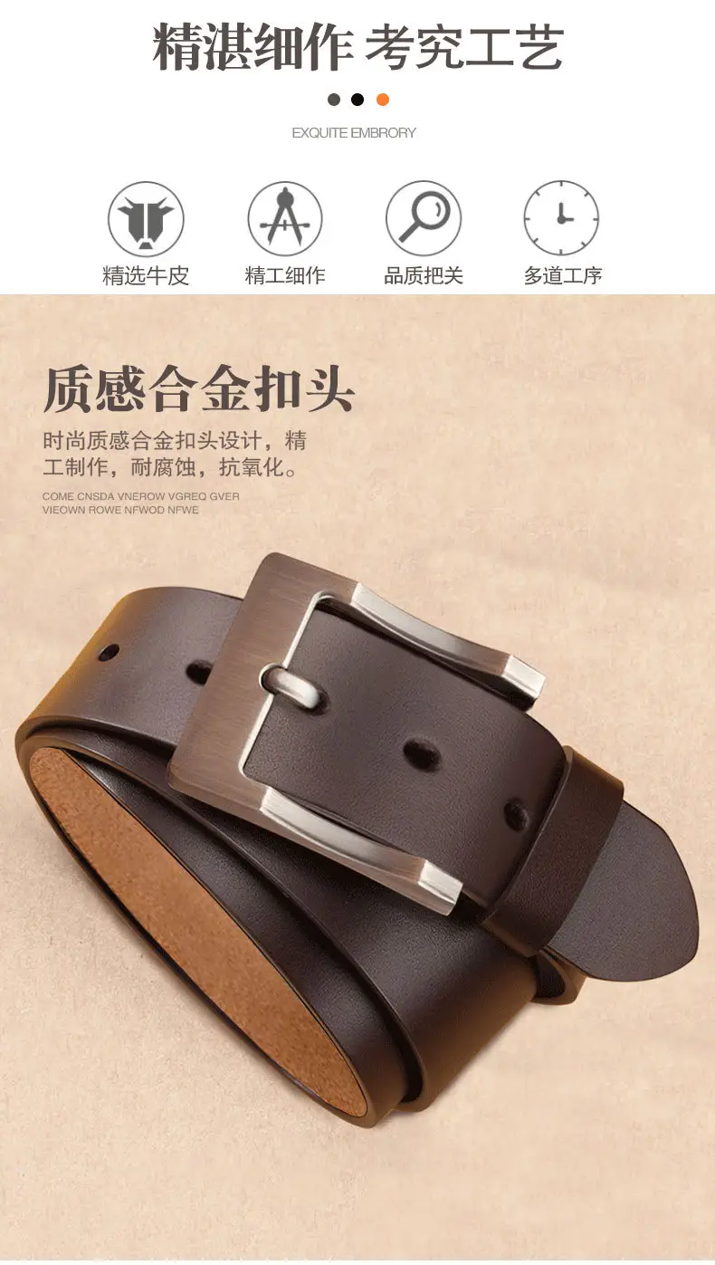 Vintage Leather Belt for Men with Pin Buckle — feature 2