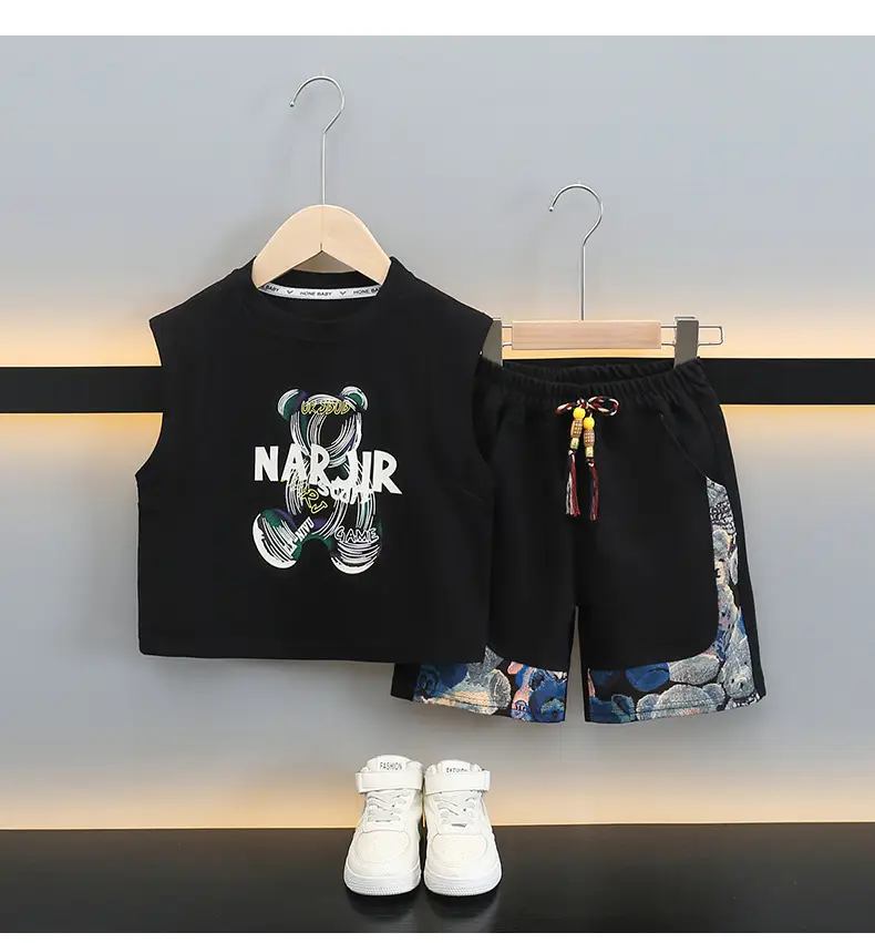 Boys Sleeveless T-Shirt Shorts Set White Graphic 2025 — feature 11
