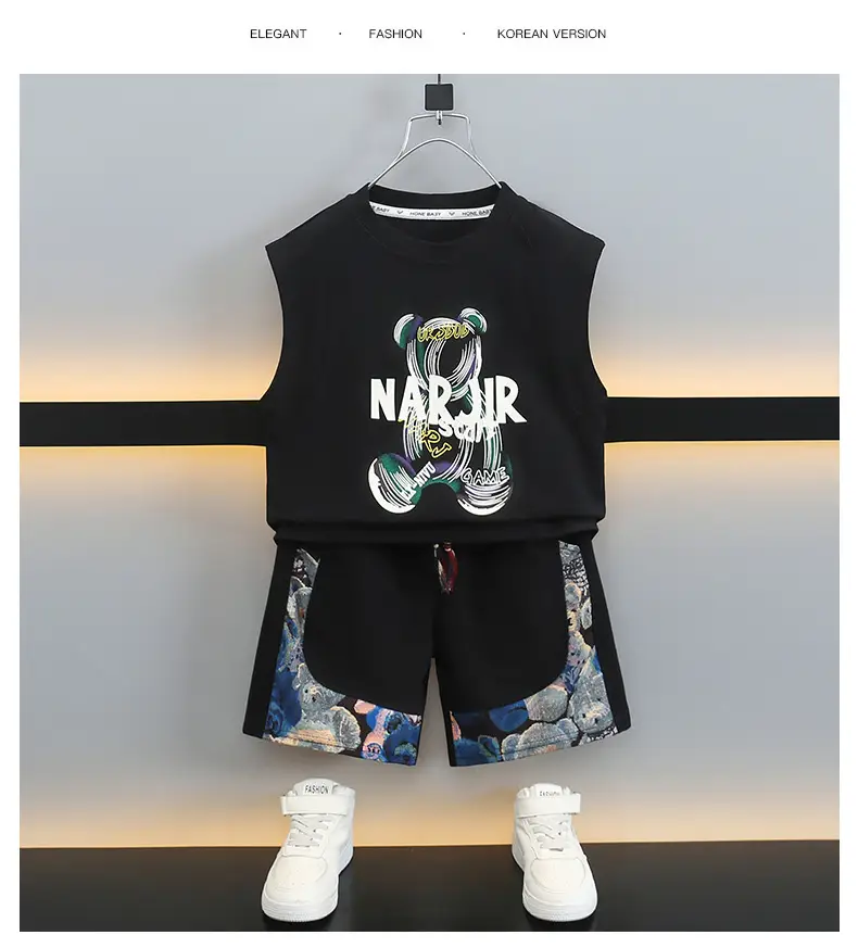 Boys Sleeveless T-Shirt Shorts Set White Graphic 2025 — feature 12