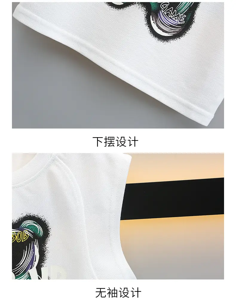 Boys Sleeveless T-Shirt Shorts Set White Graphic 2025 — feature 16