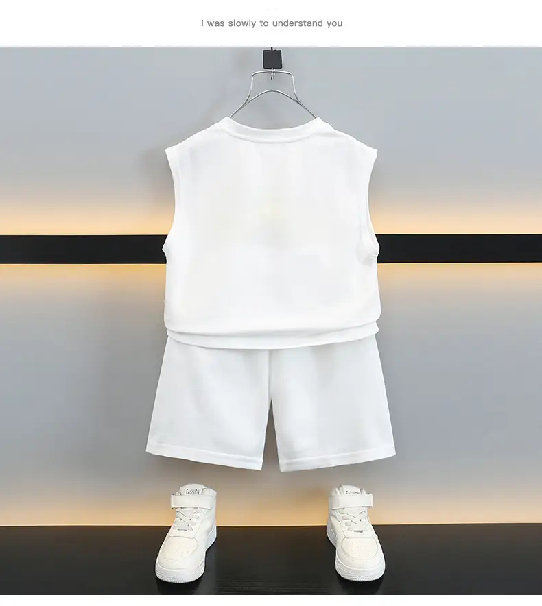 Boys Sleeveless T-Shirt Shorts Set White Graphic 2025 — feature 9