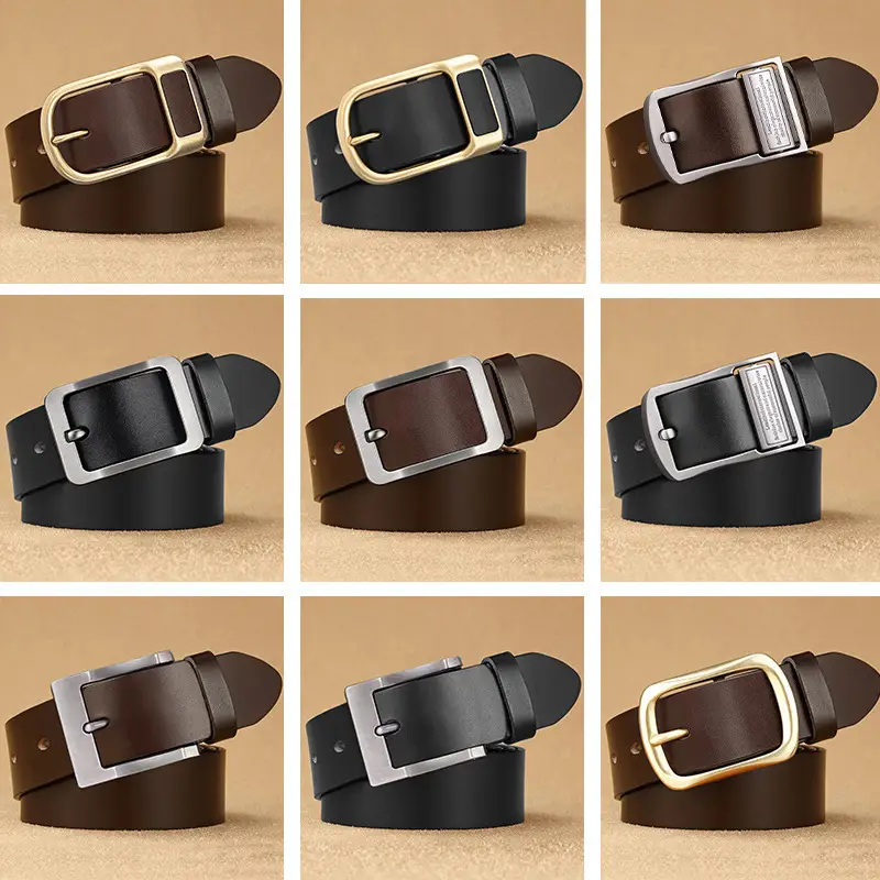 Men's Genuine Leather Belt Business Casual All-match Jeans Belt Cross-border New Retro Cowhide Pin Buckle Belt - Image 6