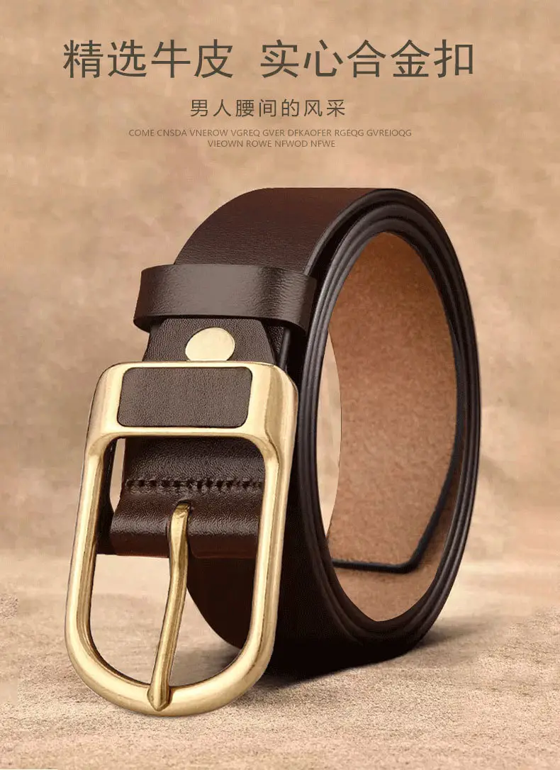 Men's Genuine Leather Belt Business Casual All-match Jeans Belt Cross-border New Retro Cowhide Pin Buckle Belt — feature 1