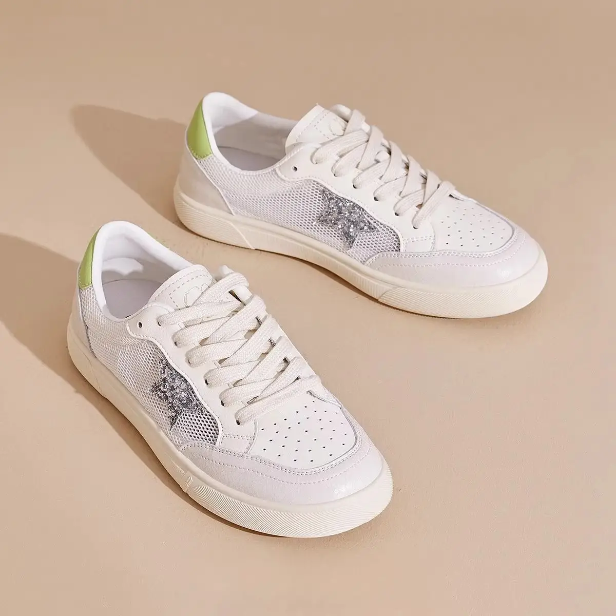 Women's White Star Mesh Training Shoes