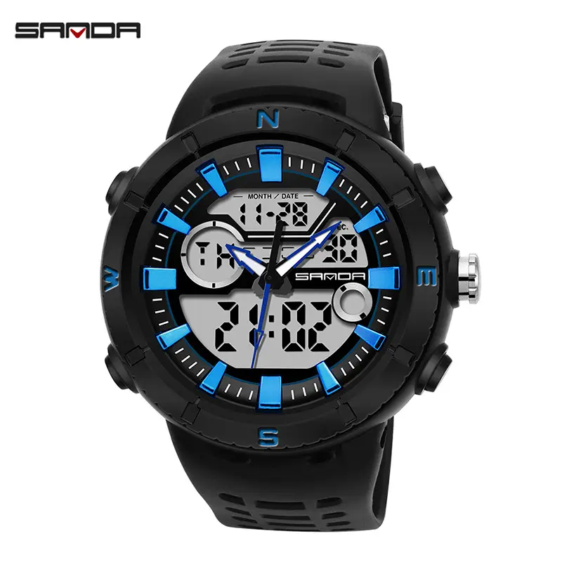 Sanda Men's Green Digital Watch with 3 Subdials