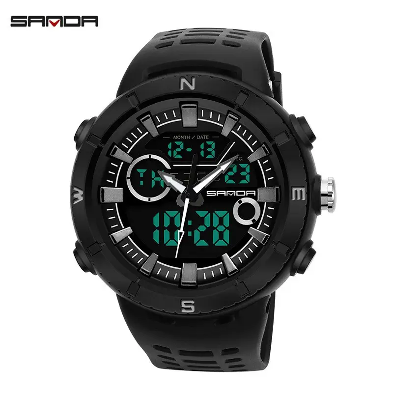 Sanda Men's Green Digital Watch with 3 Subdials
