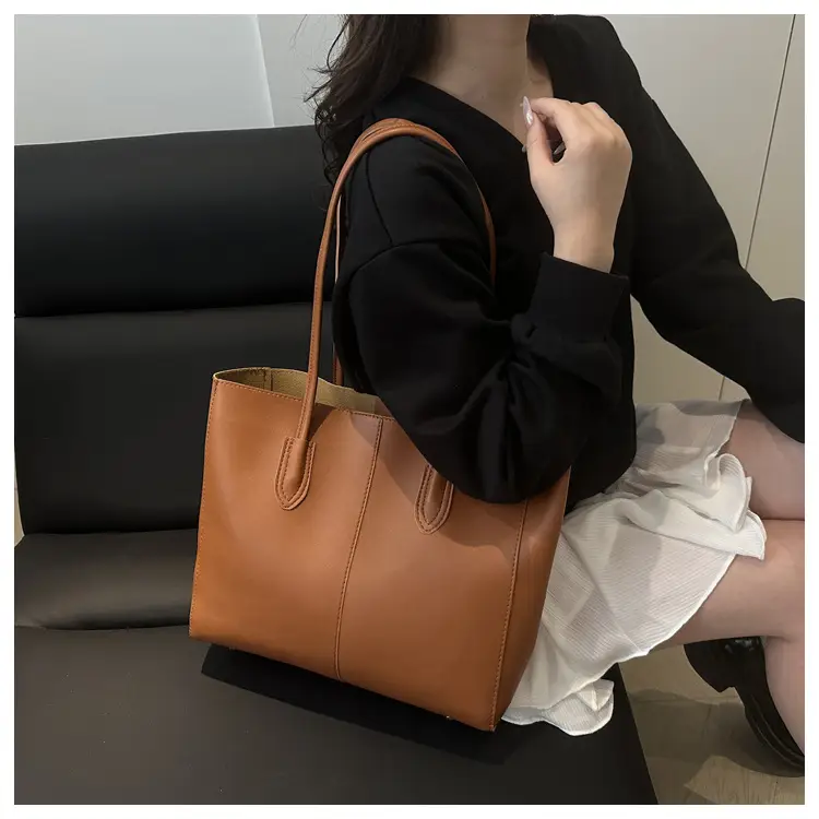 New Fashion Solid Brown Tote Bag Two-Piece Set — feature 10