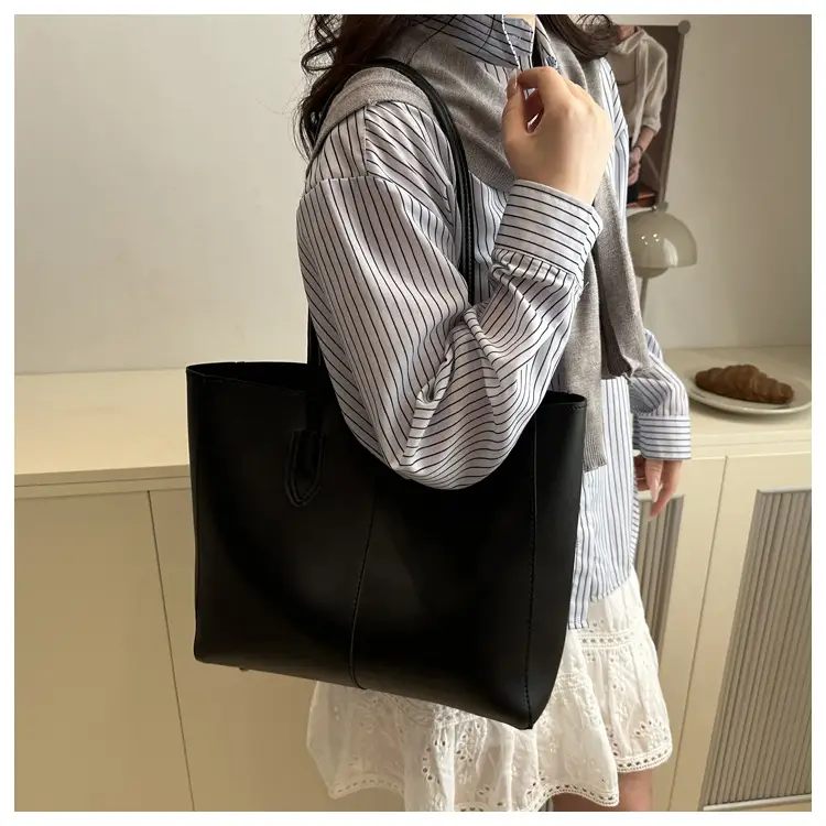 New Fashion Solid Brown Tote Bag Two-Piece Set — feature 12