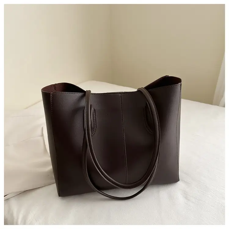New Fashion Solid Brown Tote Bag Two-Piece Set — feature 24