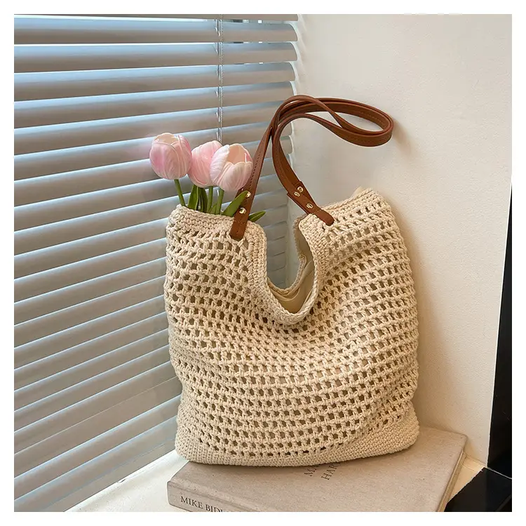 Women Woven Straw Beach Bag Large Capacity One Shoulder — feature 13