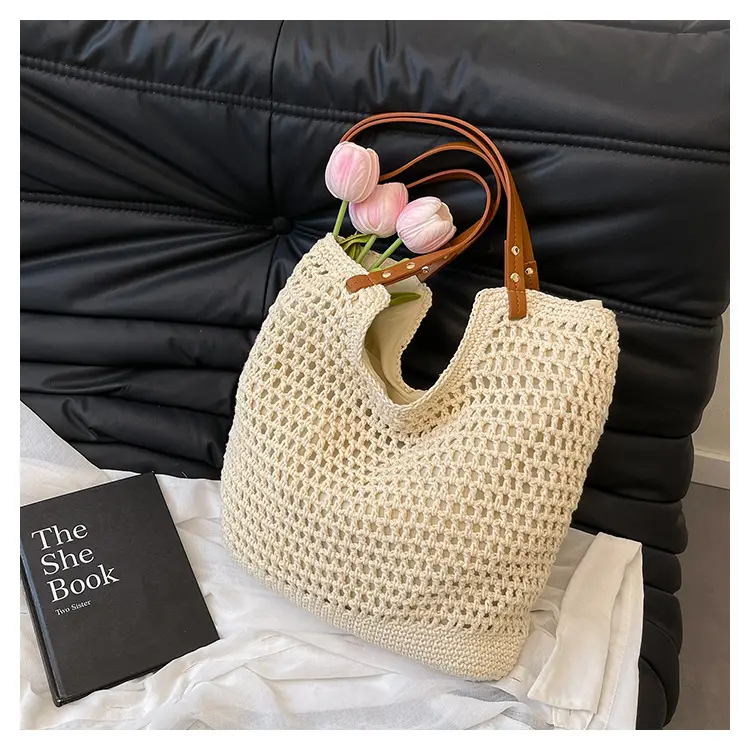 Women Woven Straw Beach Bag Large Capacity One Shoulder — feature 15