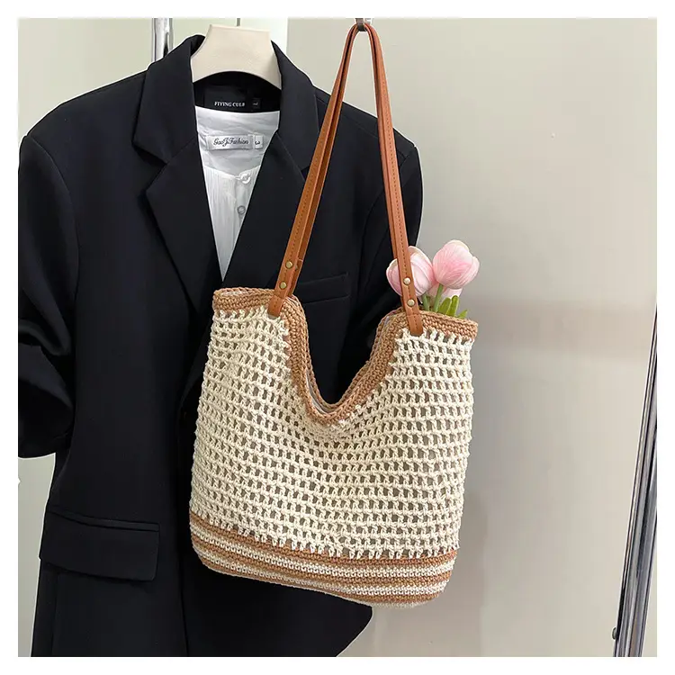 Women Woven Straw Beach Bag Large Capacity One Shoulder — feature 16