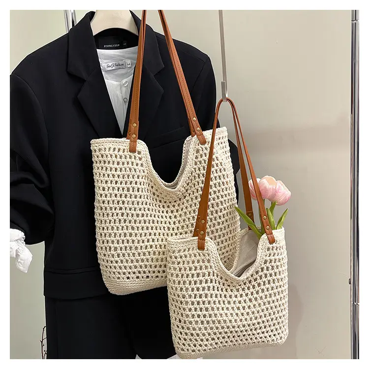 Women Woven Straw Beach Bag Large Capacity One Shoulder — feature 18
